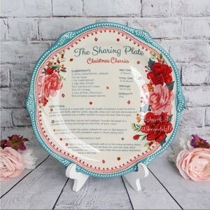 Pioneer Woman Cheerful Rose Sharing Plate, Teal